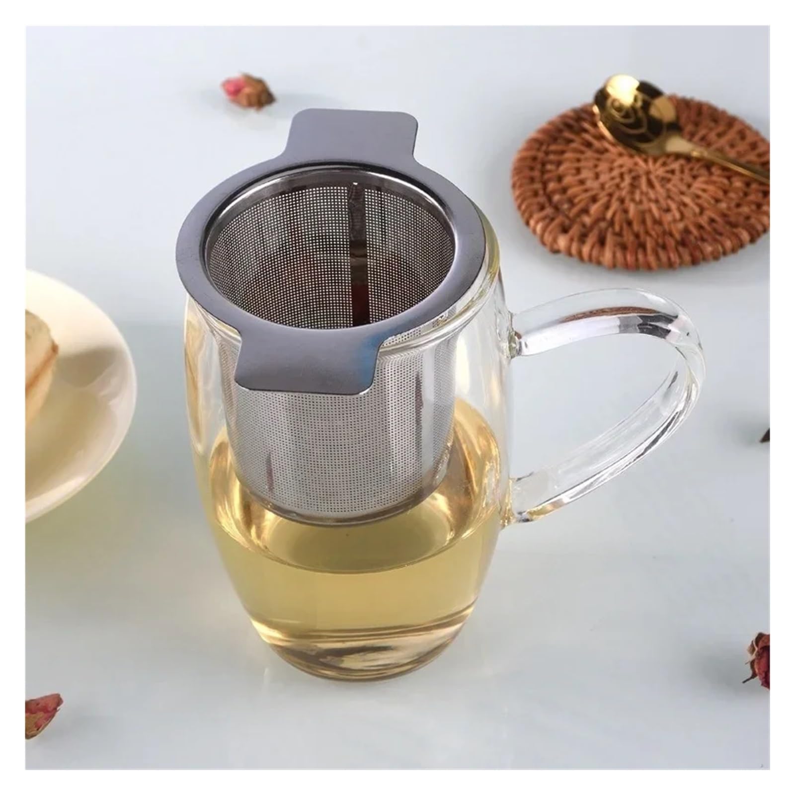 Passoire à thé en acier inoxydable – 1 infuseur réutilisable en maille pour feuilles de thé en vrac pour un brassage parfait accessoire essentiel de tasse
