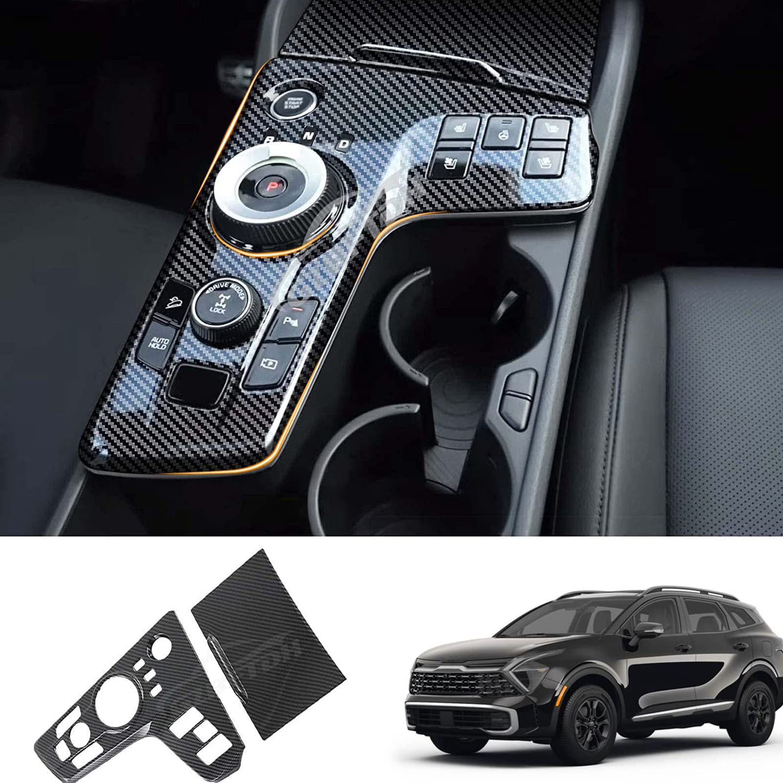 Amazon Com Gzbftdh 汽車齒輪換檔旋鈕飾板 相容於kia Sportage 22 碳配件中央控制台排檔靴旋鈕蓋框lhd 汽車