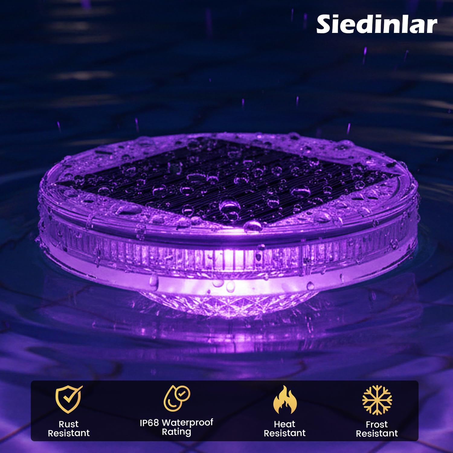 SIEDiNLAR Solar Floating Pool Lights with Remote, 12 Modes RGB Color Changing Solar Powered Pool Lights, Waterproof Floating Lights for Swimming Pool, Pond, Fountain, Backyard & Party Decor (4 Pack)