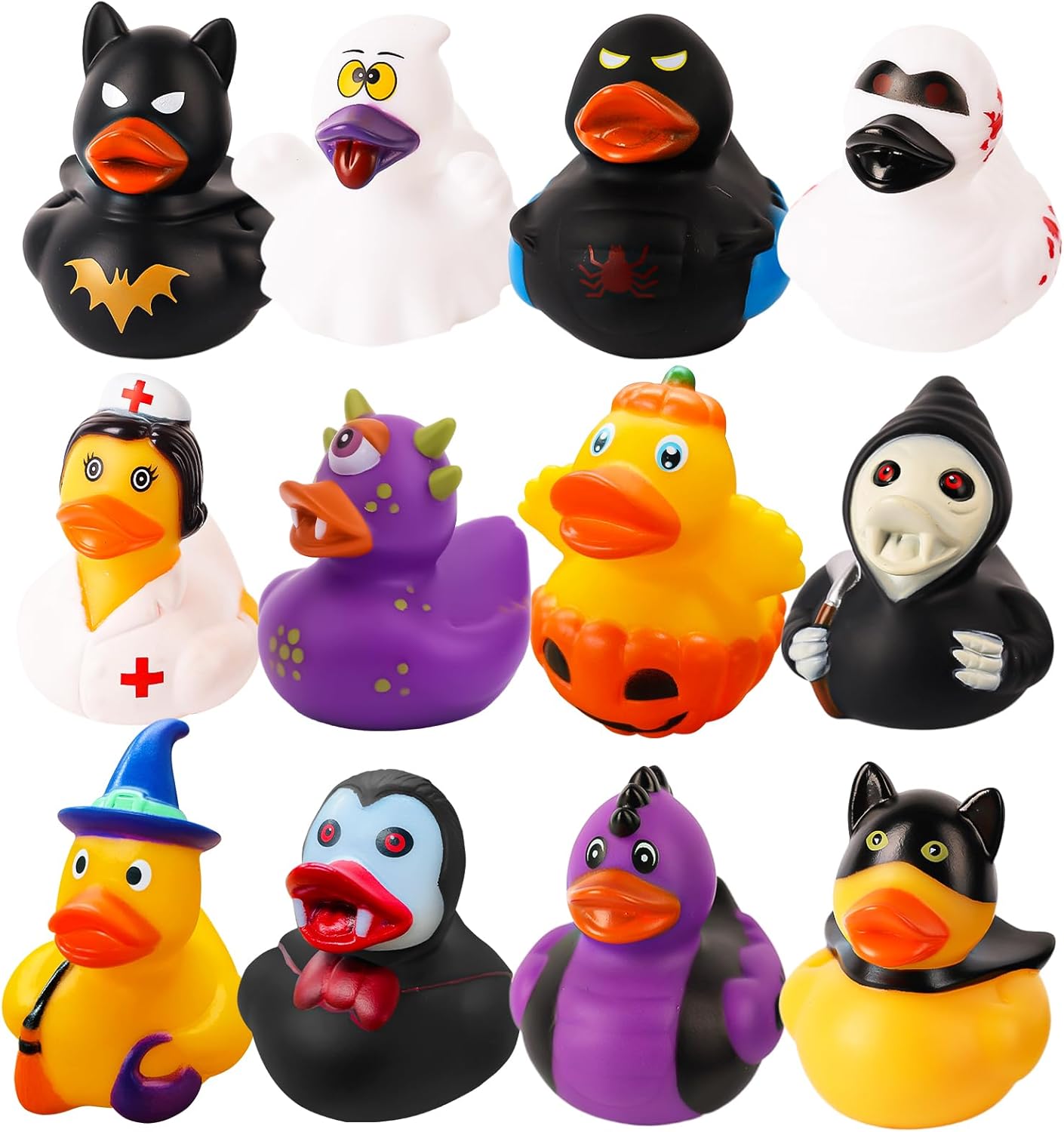12pcs Halloween Rubber Ducks, Assorted Rubber Duck Party