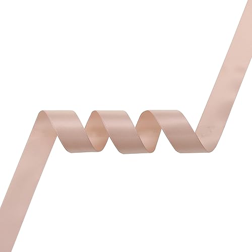 Miniatura 2 de Cinta de satén de 78 pulgadas x 50 yardas, cinta de oro rosa para envolver regalos, cinta de satén rosa rubor de doble cara para manualidades, boda,