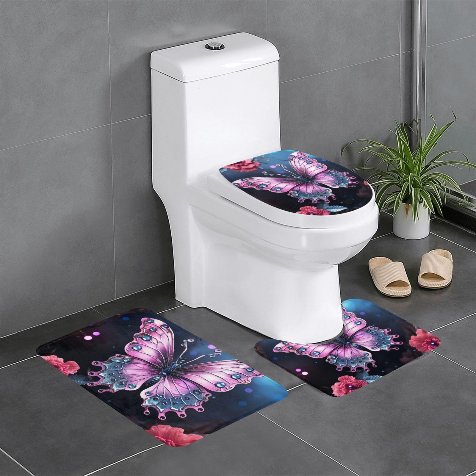 Tapis de bain antidérapants papillon absorbants pour chambre et WC