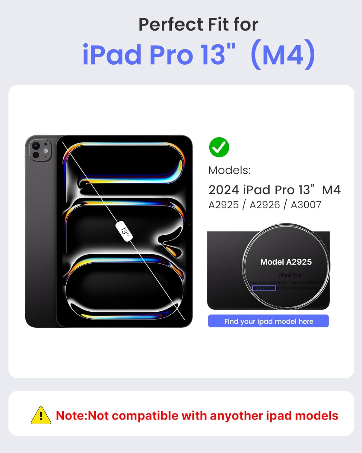 typecase Edge+ Keyboard Case for iPad Pro 13-inch (M4), Space Black Keyboard with 11-Color Backlight, Multi-Mode, Removable Black Back Case, Magnetic Floating Stand, Larger Trackpad, Pencil Holder