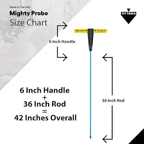 Miniatura 8 de T&T Tools Mighty Probe - Sonda de tierra metálica aislada de 78 pulgadas de largo en total, con varilla redonda hexagonal de metal de 716 pulgadas,