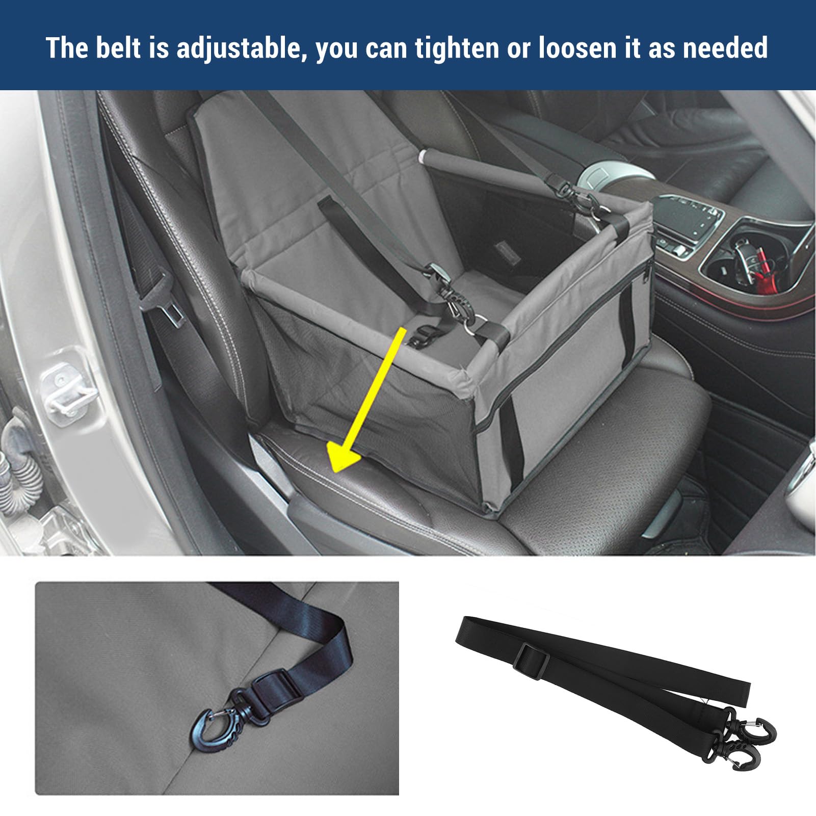 Siège Auto pour Chien pour Petits Chiens, siège Auto pour Animaux de Compagnie, lit de Voyage avec Ceinture réglable, revêtement imperméable, siège de sécurité antidérapant