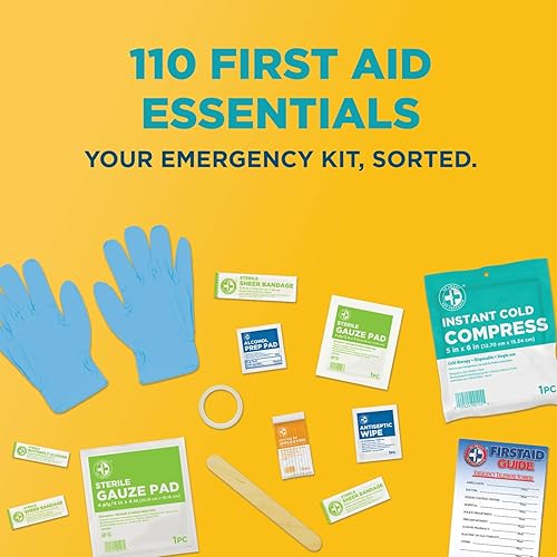 Miniatura 9 de Be Smart Get Prepared Kit de primeros auxilios de 110 piezas: limpiar, tratar, proteger cortes menores, hogar, oficina, coche, escuela, negocios