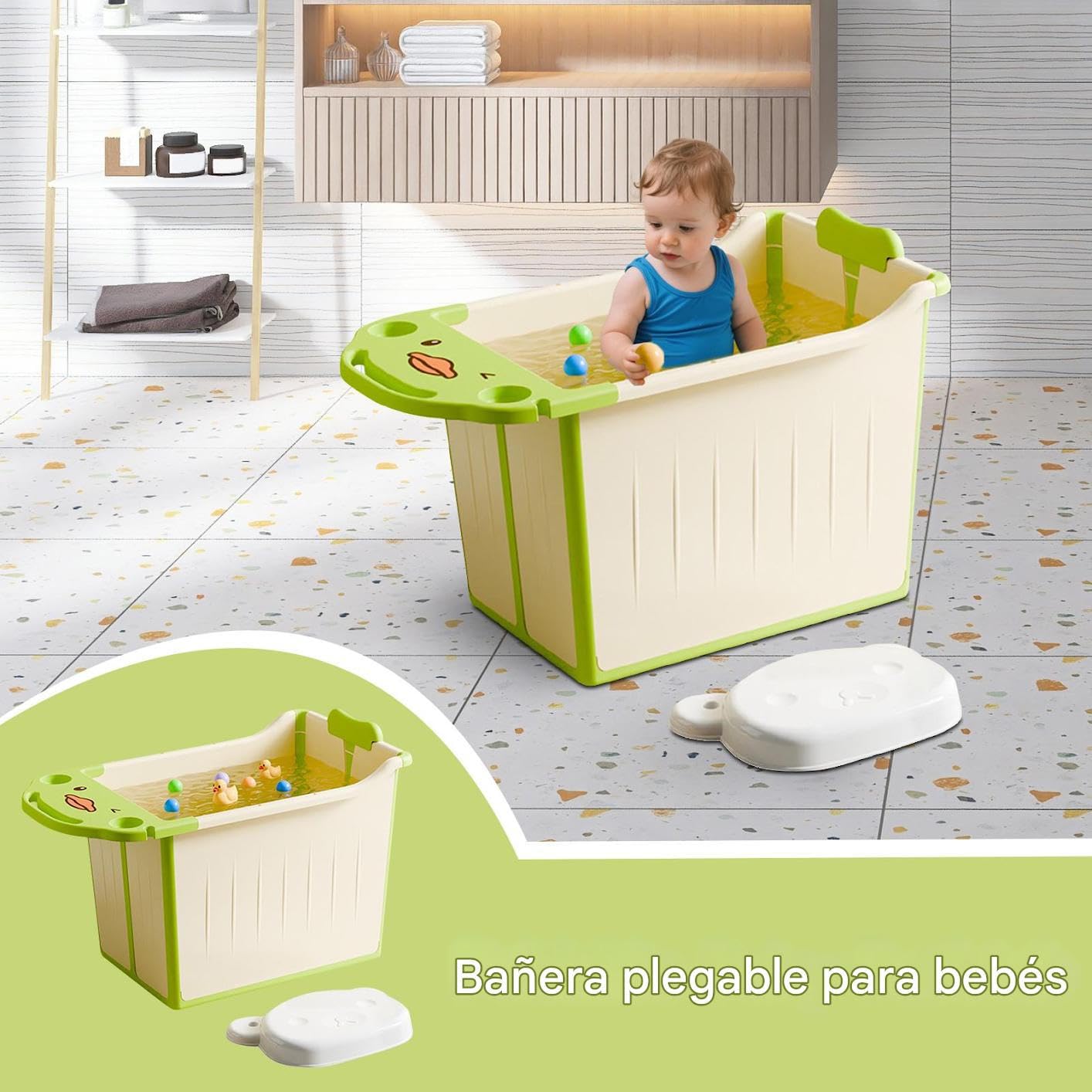 Bañera Plegable Para Bebé - Bañera Portátil Piscina Bebé Para Sentado | Bañera De Viaje Ergonómica Gruesa Para Hogar Residencia Baño Vacaciones