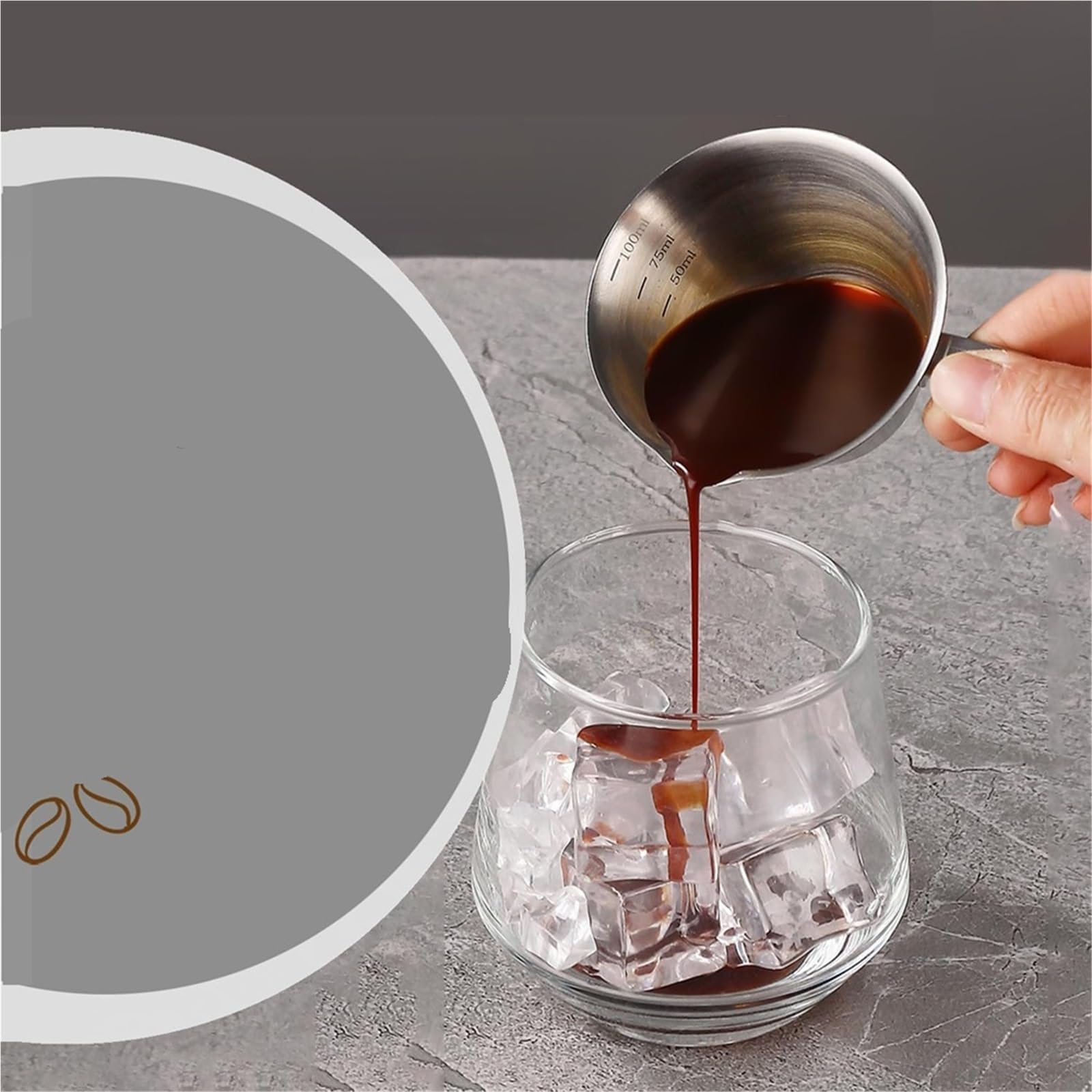 Jarra De Leche Taza medidora de acero inoxidable, taza de café expreso con mango y boquilla, taza de café graduada, Ideal for bebidas en casa, café, uso en Hotel, 2 uds. Jarra Leche Barista(Black)