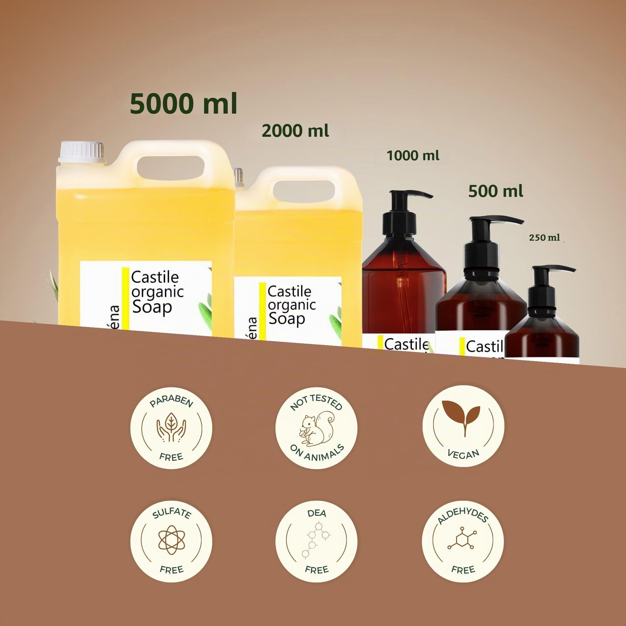 Castile Flüssig Seife auf Olivenöl und entfernt Mitesser Naturkosmetik Küche Kleidung Liquid Reinigungsflüssigkeit 5000 ml Antibakterielle Seife Flüssigseife Pflanzenseife