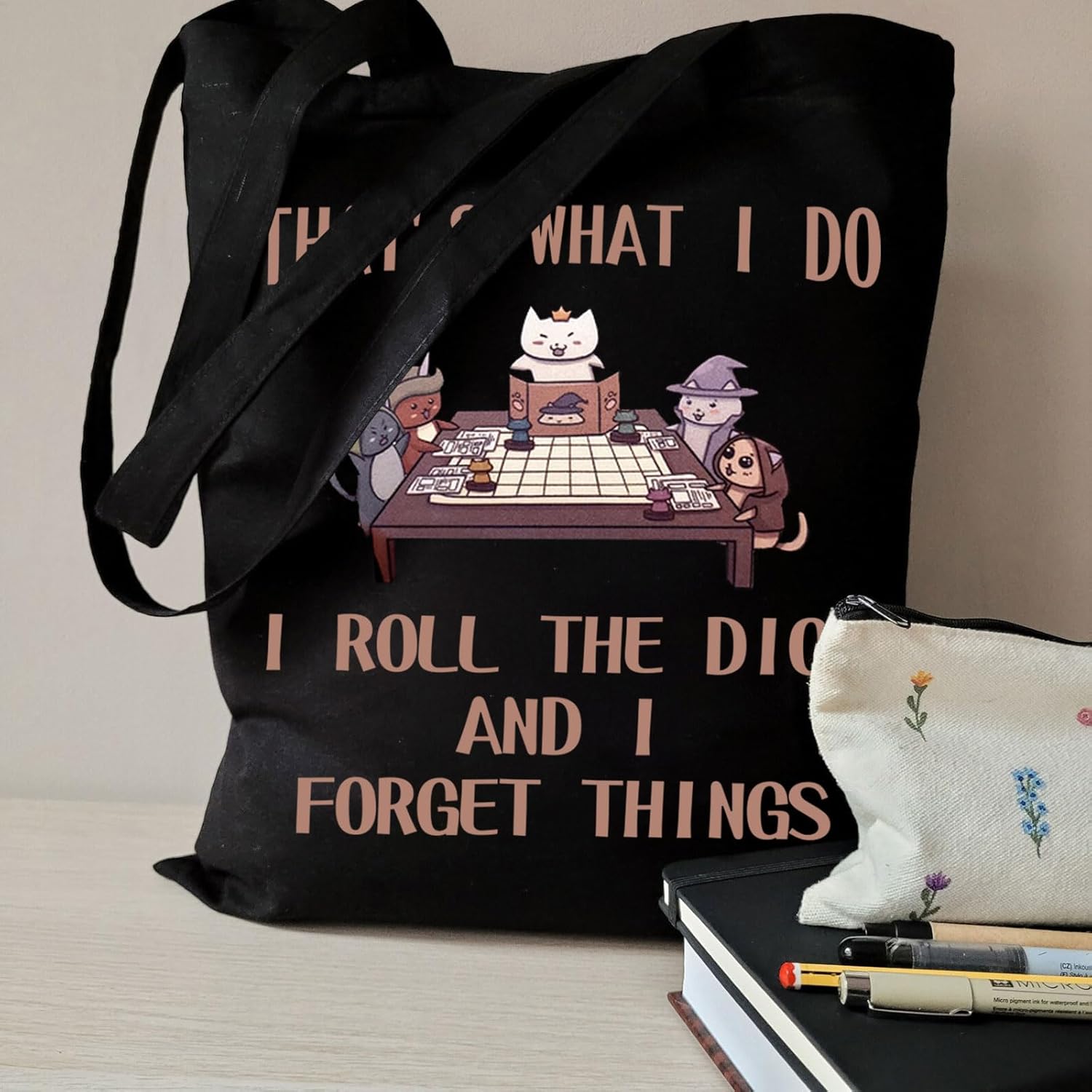 WCGXKO Board Game Inspired Tote Bag Mythical Game for Cat Lover - Image 3