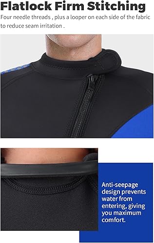 Miniatura 3 de Yueta Traje de neopreno para hombre de 0.118 pulgadas (0.118in), de cuerpo completo, con cremallera frontal, manga larga, mantiene el calor en agua
