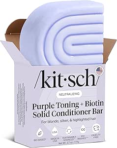 Kitsch Purple Conditioner Bar for Blonde Hair - Toning Purple Hair Conditioner Bars with Biotin for Strengthening Hair &amp; Neutralizing Brassy Tone | Vegan Solid Conditioner Bar | Zero Waste, 2.7oz