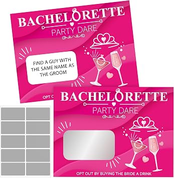 25 قطعة من بطاقات ألعاب Bachelorette Party Scratch Off Dare مع ملصقات أفلام DIY لحفلات الزفاف والخطوبة الليلية للفتيات
