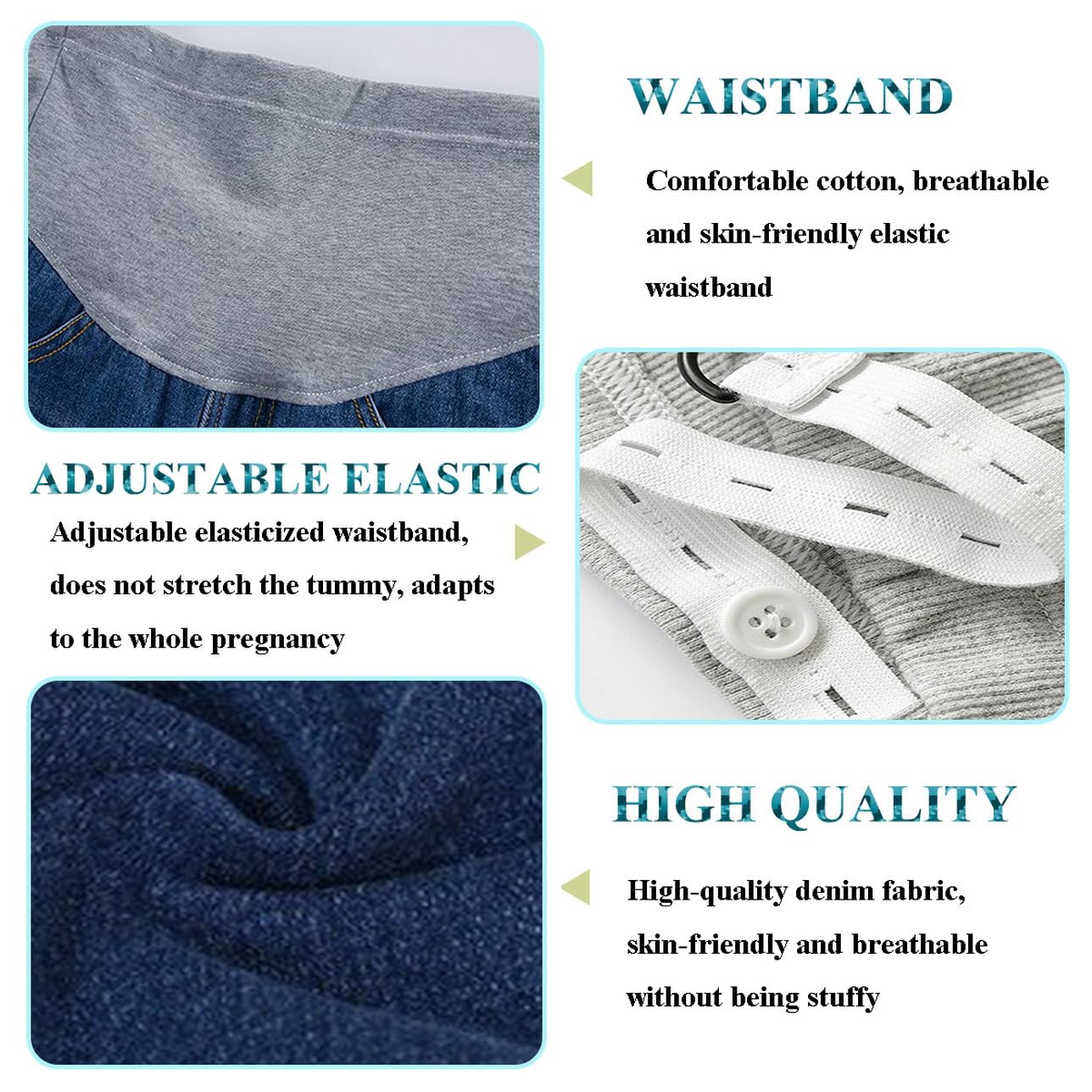 Pantaloncini di Jeans Premaman sopra la Pancia Gravidanza Denim Shorts, Strappato Pantaloncini di Jeans, Regolabile Cura Elastica Pancia Lounge Jeans Shorts Pantaloni