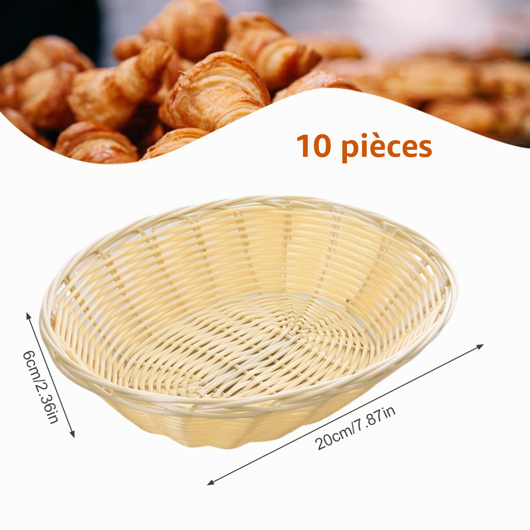 Panier à pain 10 pièces paniers à pain ovales pour paniers-cadeaux en plastique de table 7,9x2,4 '' paniers alimentaires vides panier à fruits pour cuisine, restaurant, paniers à pain d'affichage de p