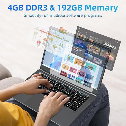 Miniatura 2 de Morostron Laptop de 4 GB DDR4 192 GB SSD, Windows 11 de 15.6 pulgadas, computadora portátil con procesador Intel Quad Core, cámara web, USB3.0,