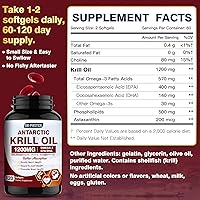 Vista 7 de Aceite de krill de 1200 mg, suplemento omega 3 de aceite de krill antártico con EPA, DHA, astaxantina y fosfolípidos para la salud del corazón