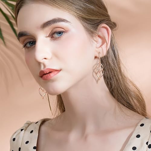 Miniatura 4 de Desimtion - aretes chapados en oro con forma de onda, plata fina