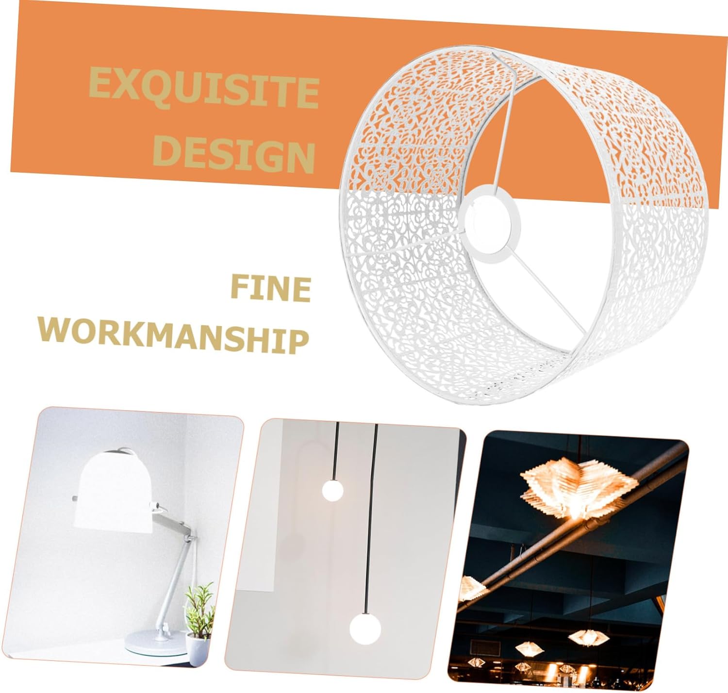 Metallic Lampshade Unique Hollow Pattern Light Cover for Ceiling Table Wall Floor Lamps White E27/e14 Socket Modern Home Decor