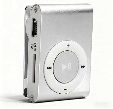 Sport MP3 Players with Clip, Portable Music Player, Screenless MP3 Players, Mini MP3 Player with Earphone and USB CableSilver