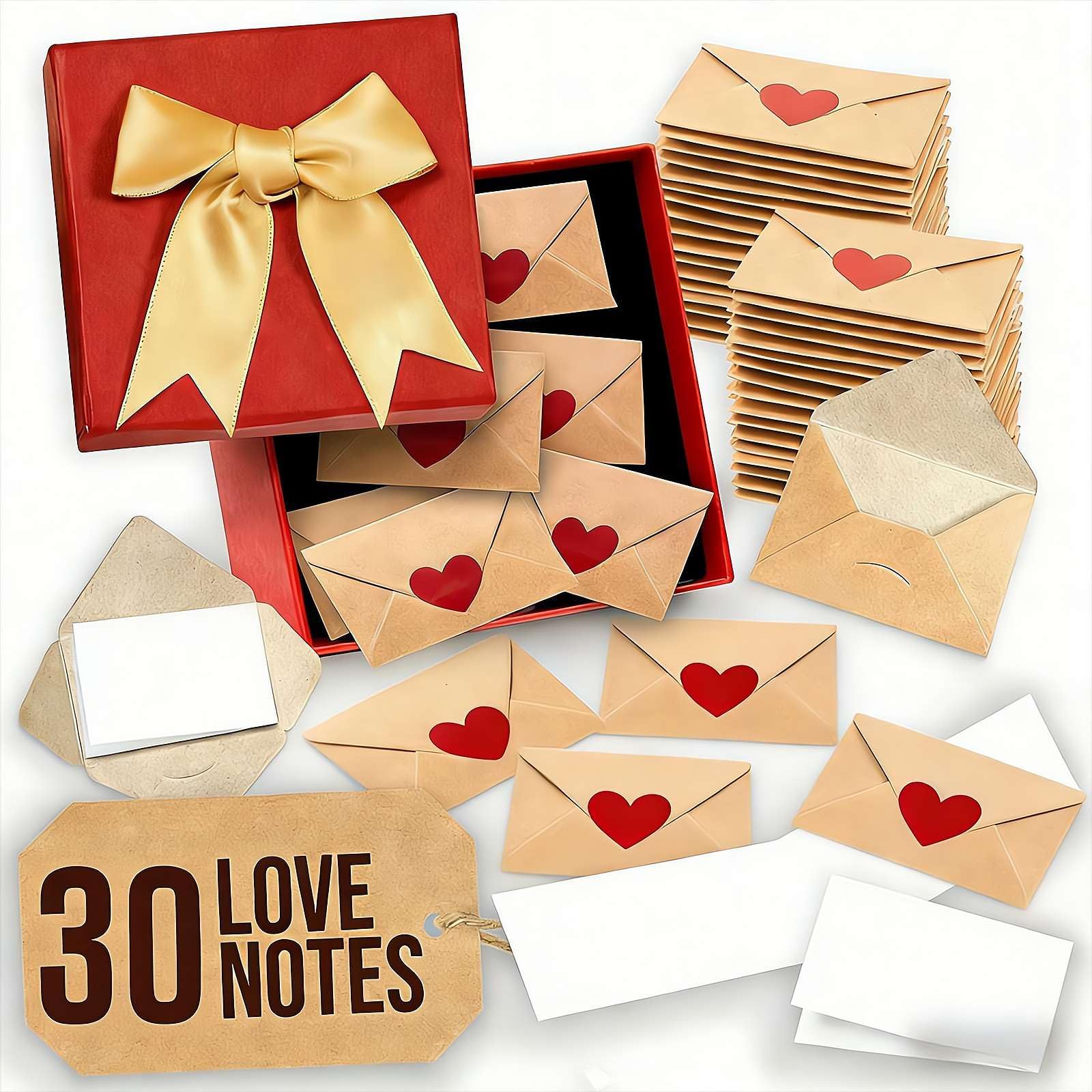 DIY Love Notes Box,Mini Blank Cards & Envelopes for Him Her,Valentine’s Day Love Cards with Heart Stickers,Romantic Valentine Gifts for Boyfriend Girlfriend Husband Wife