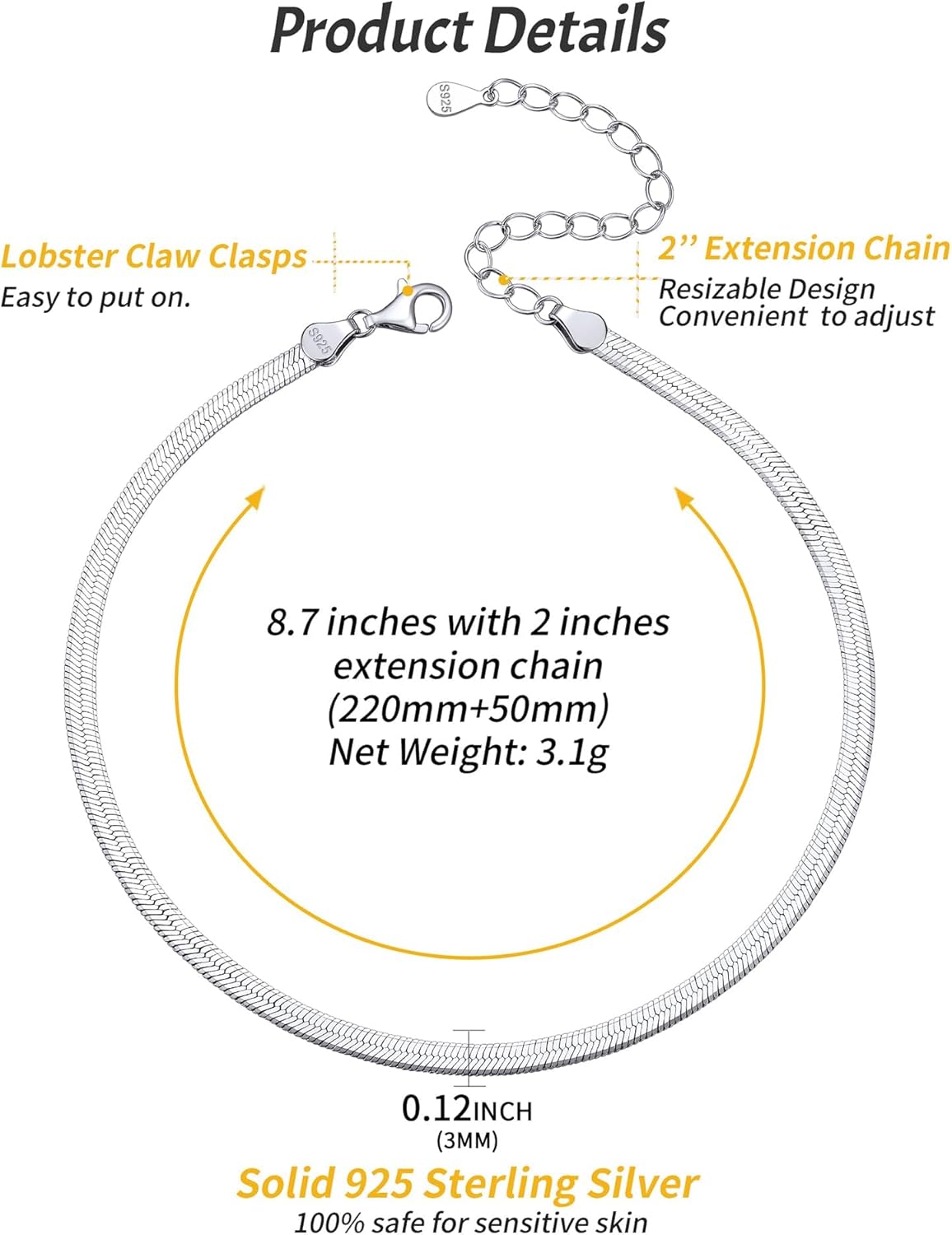 ChicSilver 925 Sterling Silver Ankle Bracelet for Women, Simple Cuban Link/Figaro/Twist Rope Chain Anklets for Beach Party(with Gift Box) - Image 5