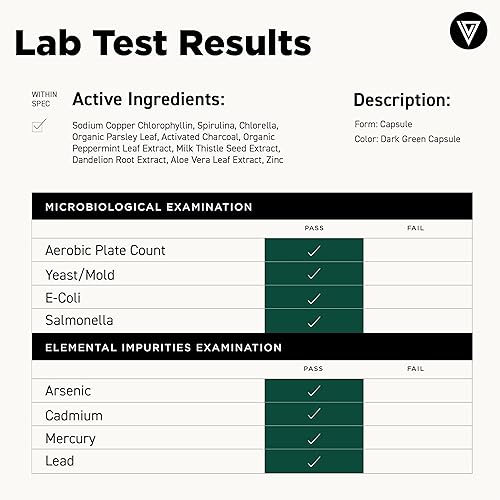 Miniatura 3 de Vital Vitamins Pastillas de clorofila  Suplemento desodorizante corporal  Hecho con espirulina, clorella, perejil orgánico, menta y carbón activado