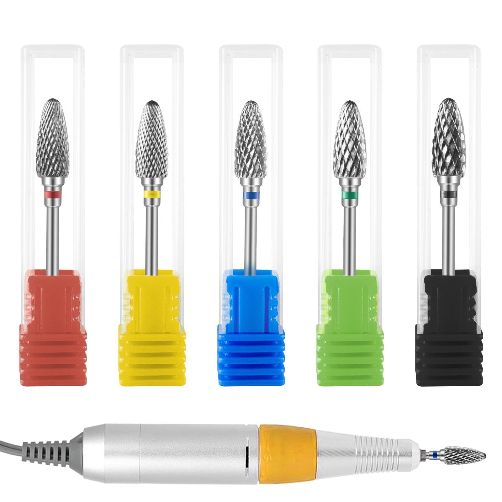5 punte per fresa per unghie in tungsteno, carburo di tungsteno, punte per fresa, strumenti professionali per manicure e uso domestico, fresa in acciaio al tungsteno