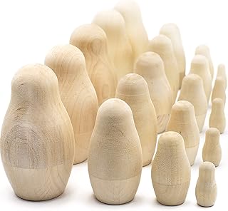 AEVVV Blank Nesting Dolls Lot of 5 Sets by 4 pcs - Blank Russian Nesting Dolls - Unpainted Dolls - Russian Nesting Dolls to Paint - Wooden Unfinished Doll