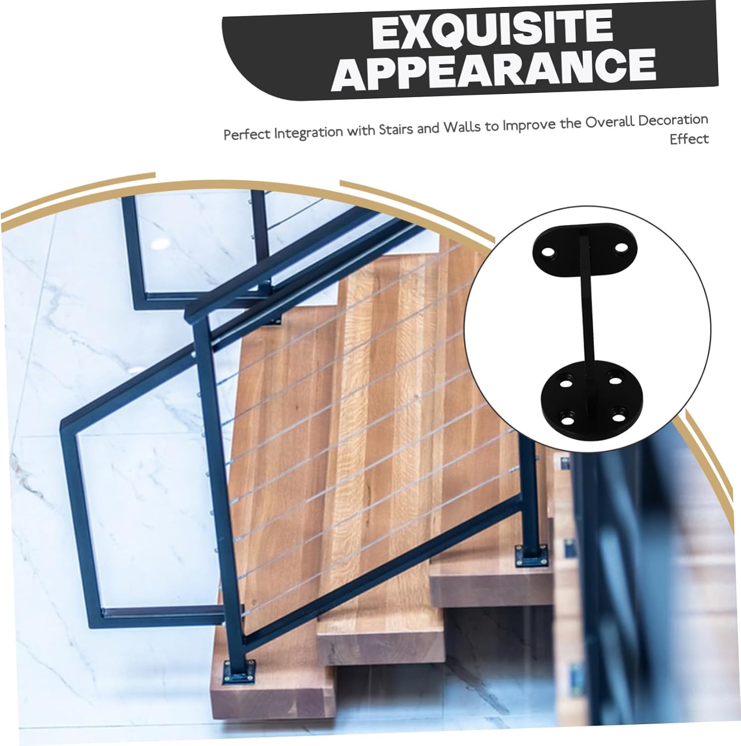 Stainless Steel Handrail Bracket Wall-Mounted Support for Indoor Stairs Railing Bracket Easy Install
