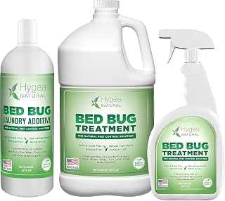 Hygea Natural Lice, Mite, and Bed Bug Natural Spray 24oz + Lice and Bed Bug Laundry Additive 32oz + Bed Bug Spray 128oz - Child & Pet Friendly - Regular Strength Bundle