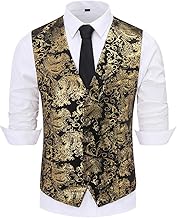 Allthemen Weste Herren Westen Gilet Jacquard Anzugweste für Hochzeit und Party
