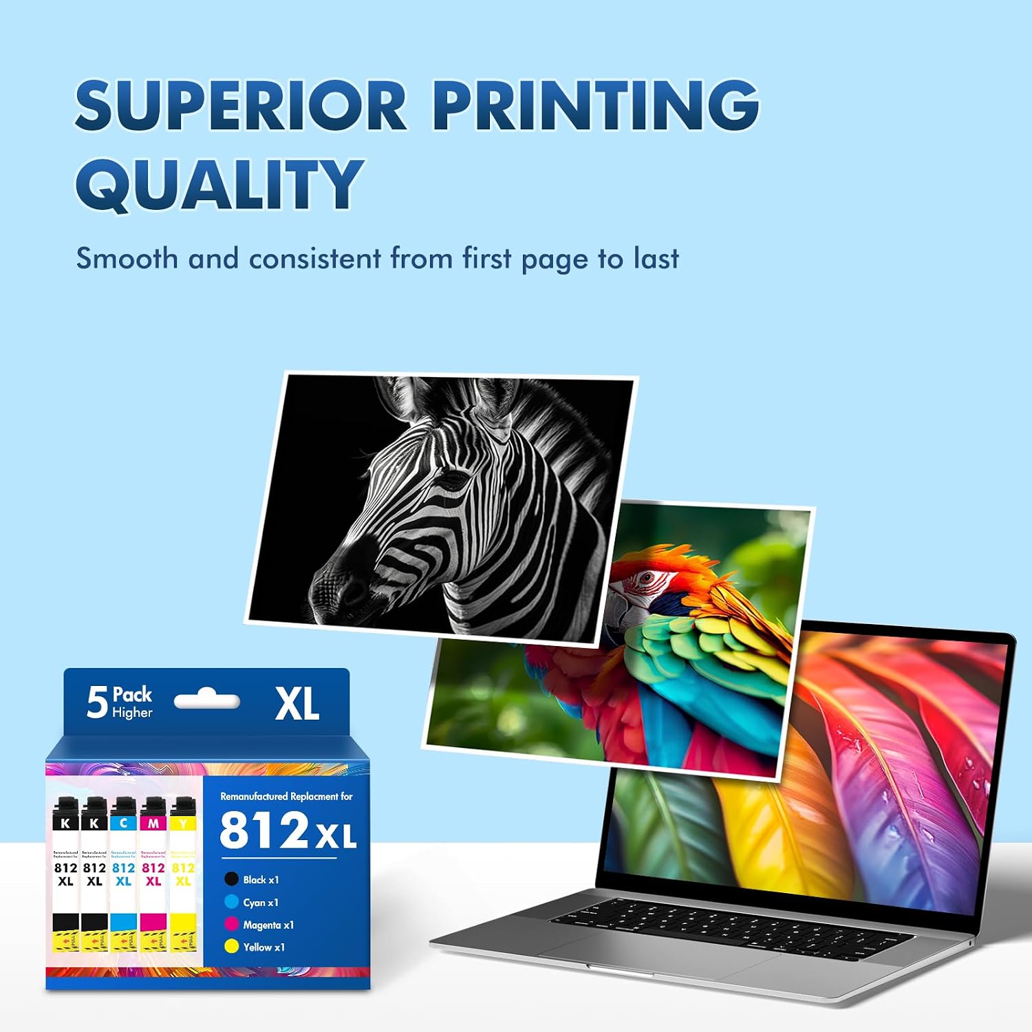 Remanufactured Replacement for 812XL Ink Cartridges Combo Pack for Epson