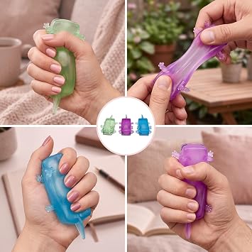 3 PCS Axolotl Squishy, Sugar Filled Squishies, Three Animal Squishy Set in Blue Green Purple Colours, Sugar Texture Axolotl Squishy for Relaxation