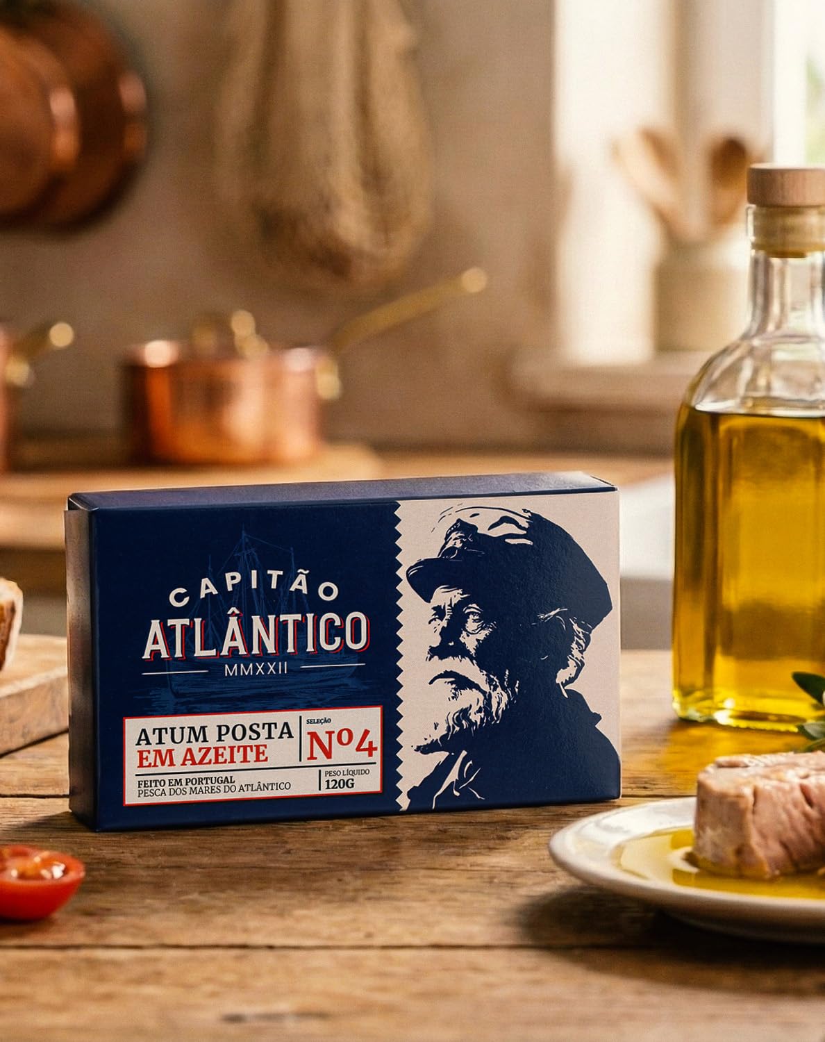 Atún en Aceite de Oliva - Pack de 4 x 120g - Conservas Portuguesas - Atún en trozos conservado en aceite de oliva - Marisco listo para comer