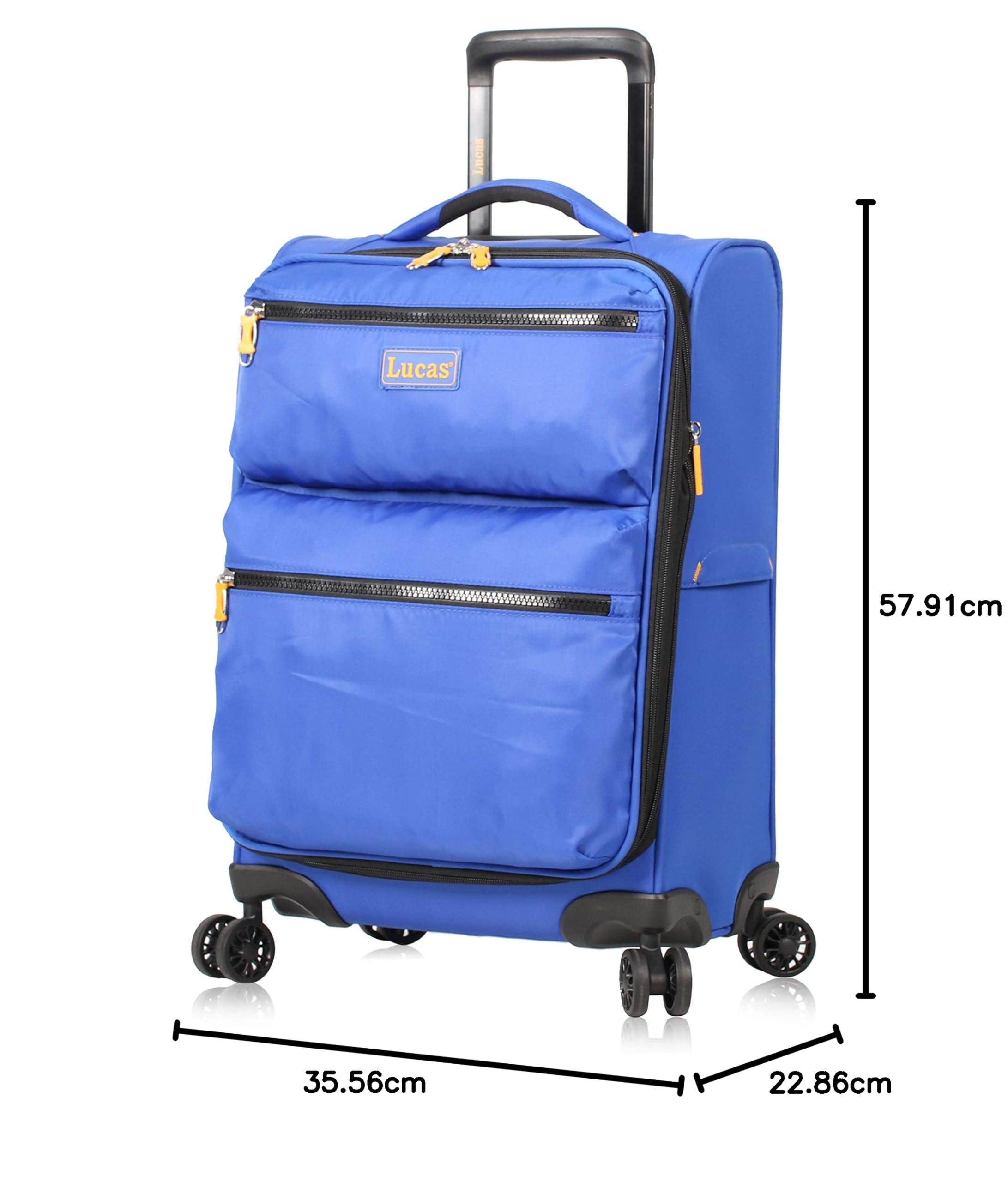 LUCAS Maleta de mano ultraligera y expandible de 20 pulgadas, pequeña bolsa rodante que se adapta a la mayoría de compartimentos de aerolíneas, maleta duradera de 8 ruedas giratorias, Azul real, 20in