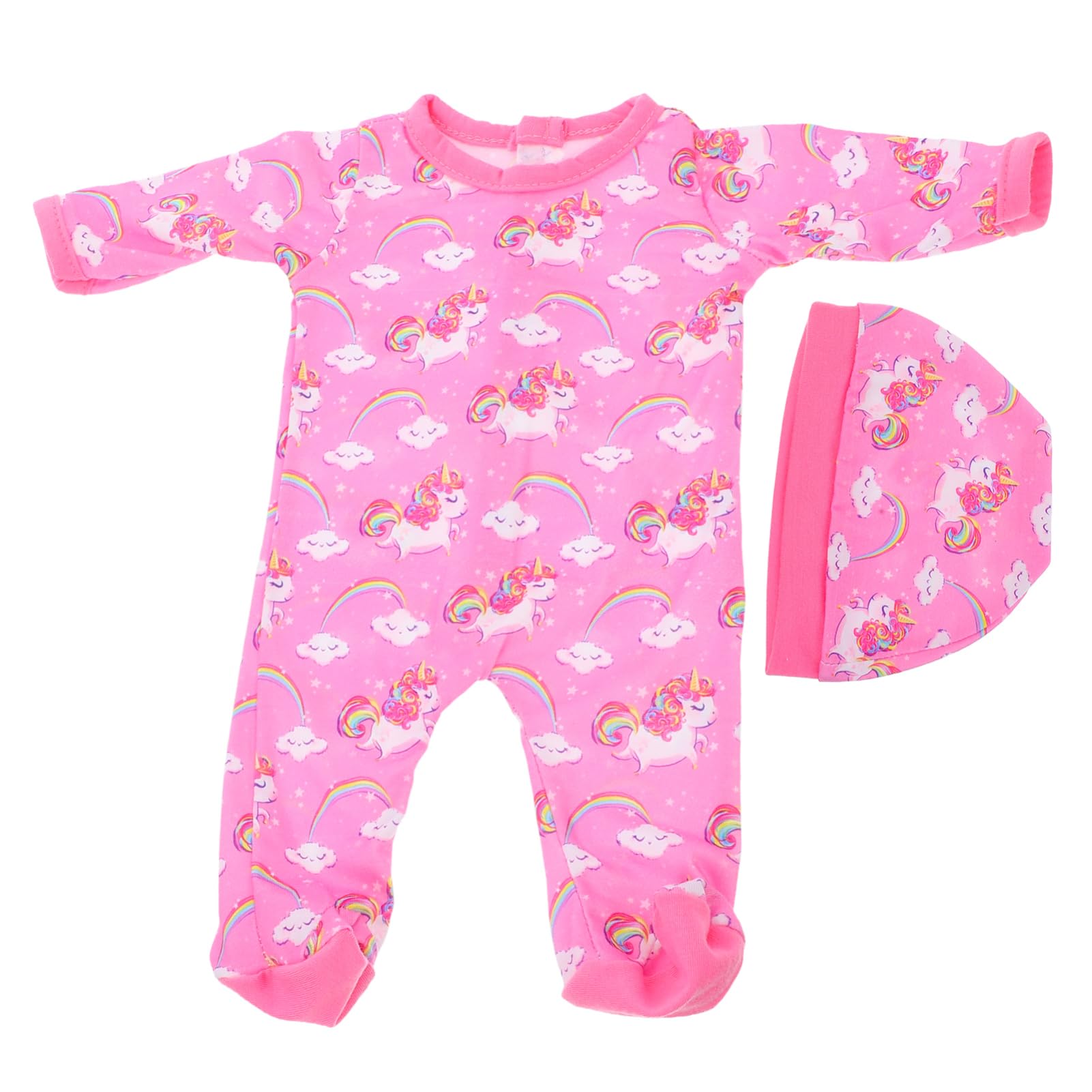 Baby Doll Clothes Accessories 18 Inch 43 cm Overalls Sweet for New Born Baby Dolls Reborn Clothing Girls Accessories Unicorn Pattern Romper Hat Dress up Toy for Boys and Girls