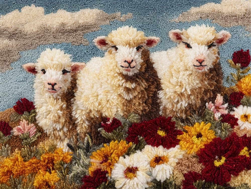 FWRTYCB Latch Hook Rug Kit Sheep 20X15Inch
