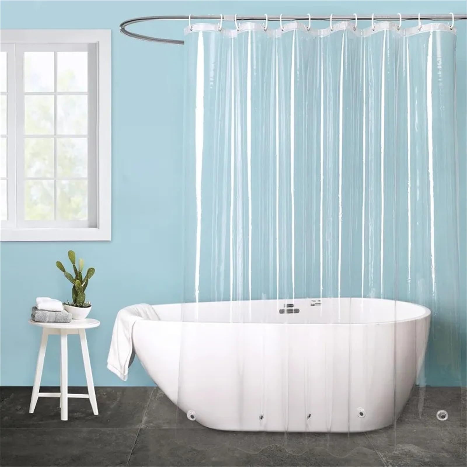 Cortina de Ducha Transparente de 180 x 72 Pulgadas, Cortina de bañera for el hogar, Cortina de Ducha Grande