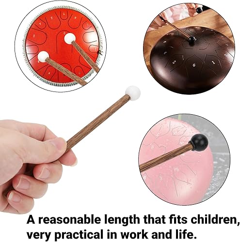 Miniatura 8 de 4 mazos de tambor de lengua de acero con cabezas de goma suave de 6.5 pulgadas, mazos suaves para principiantes y adultos, práctica y música curativa
