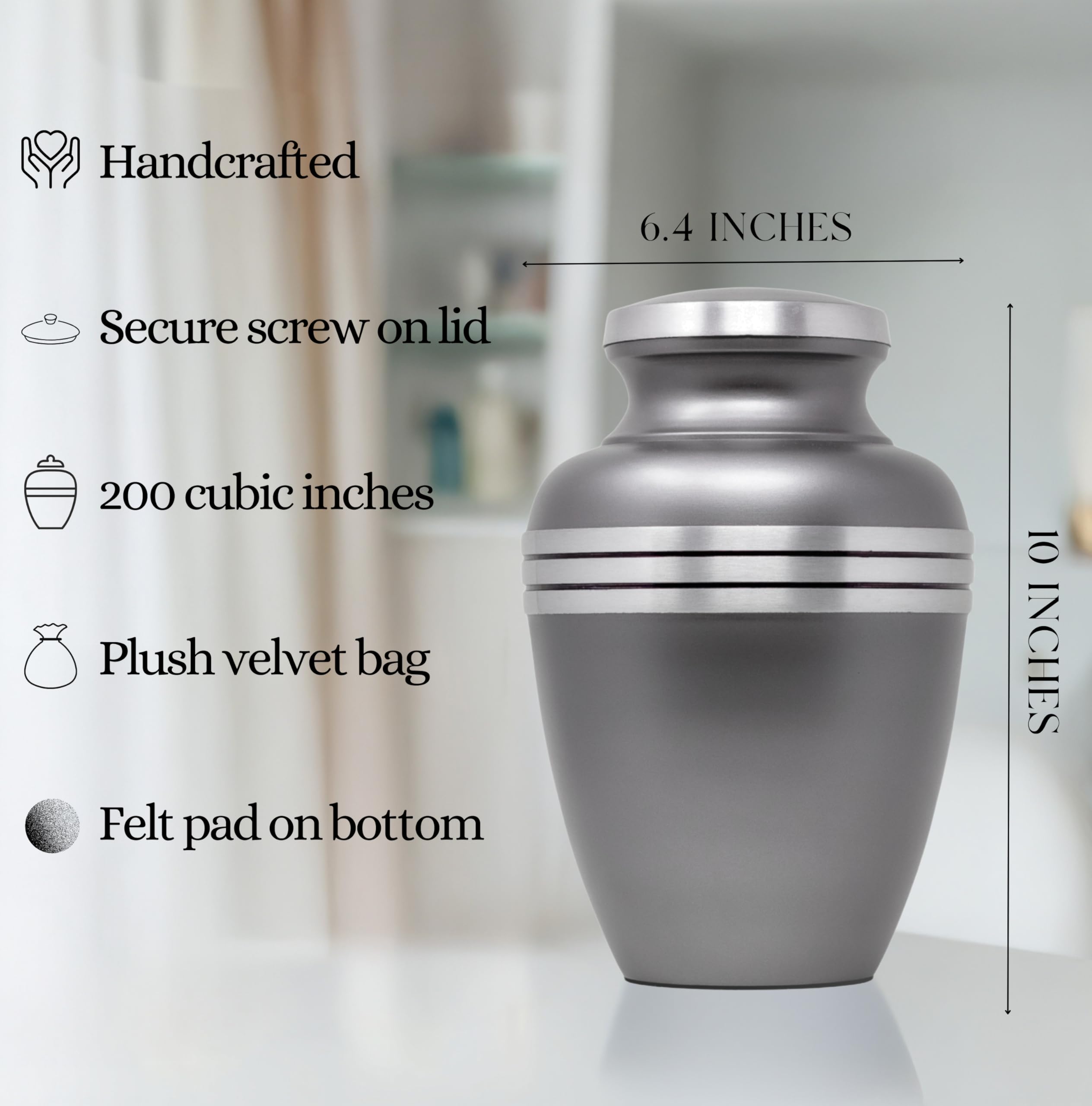 Urn for Ashes Adult Male and Female - Funeral Cremation Urns for Human Ashes Adult Man and Women, Decorative Urns, Burial Urns, Pewter Large Urn