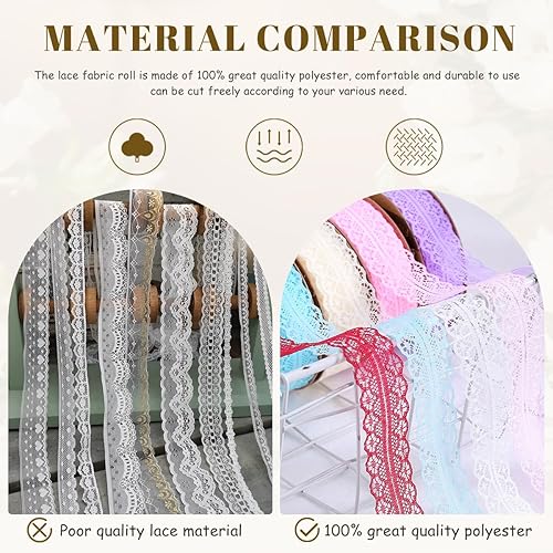 Miniatura 3 de Cinta de encaje de 1.2 pulgadas de ancho x 50 yardas de tela de encaje con patrón vintage, perfecta para envoltura de regalos, manualidades, diseño