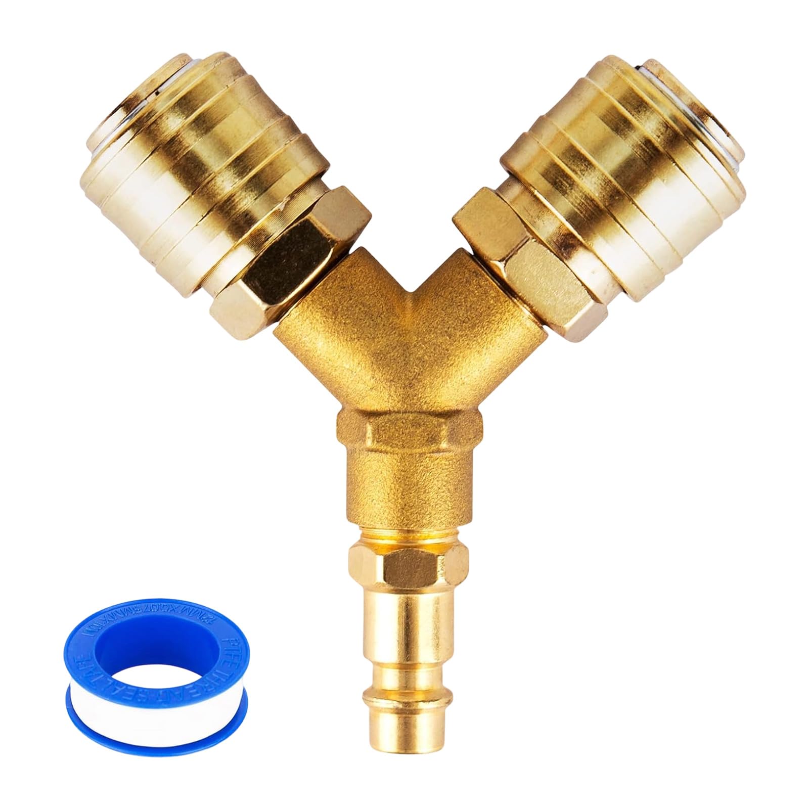 Y Splitters 1 / 4Inch Air Hose Quick Coupler Compressed Air Distributors 2 Way Airs Switches Connectors Pneumatic Joint Y Splitters Hose Quick Coupler Distributor with Couplings
