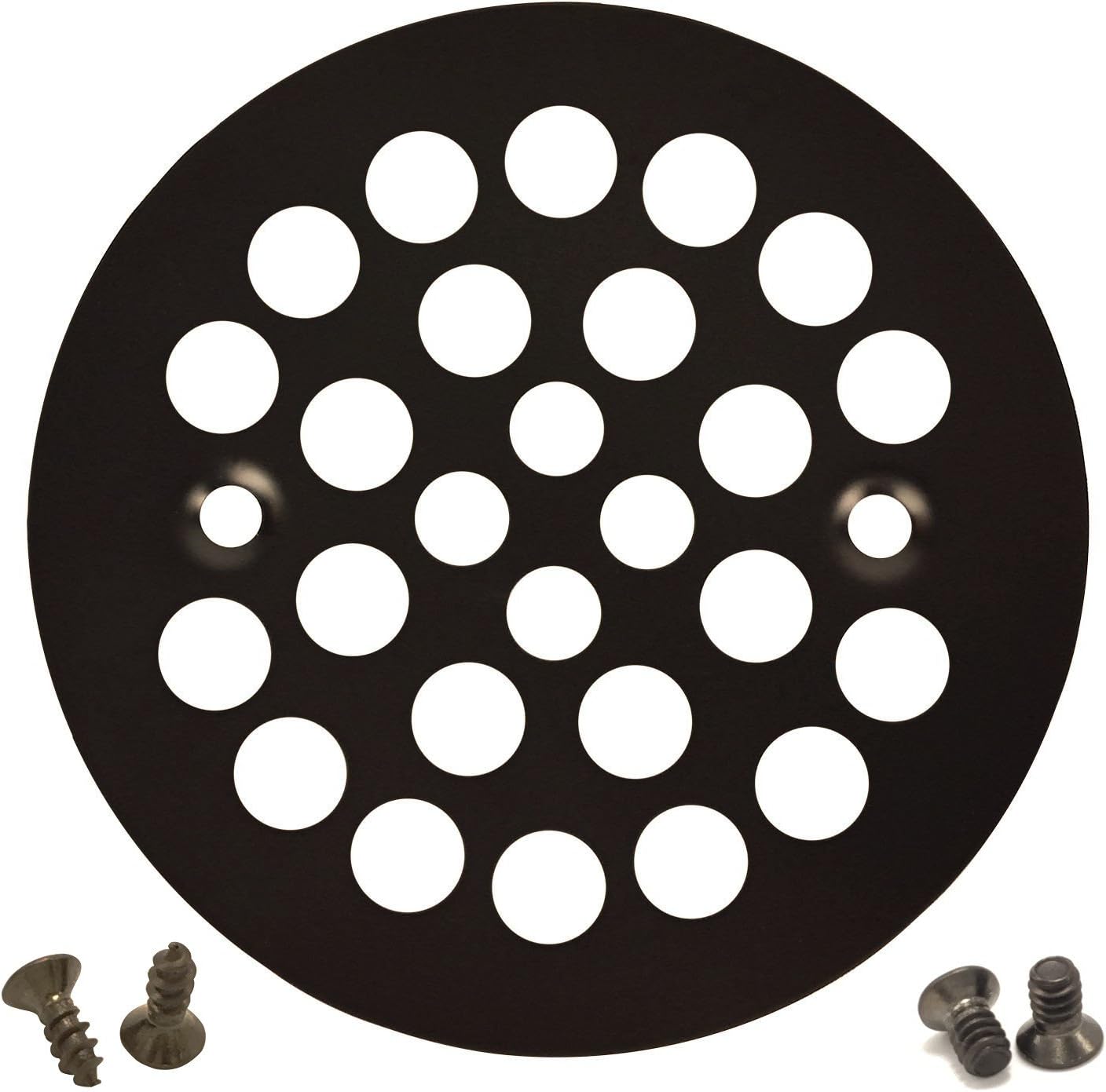 Oil Rubbed Bronze Round Shower Grate Drain 4-1/4" Replacement Cover + Machine and Tapping Screws