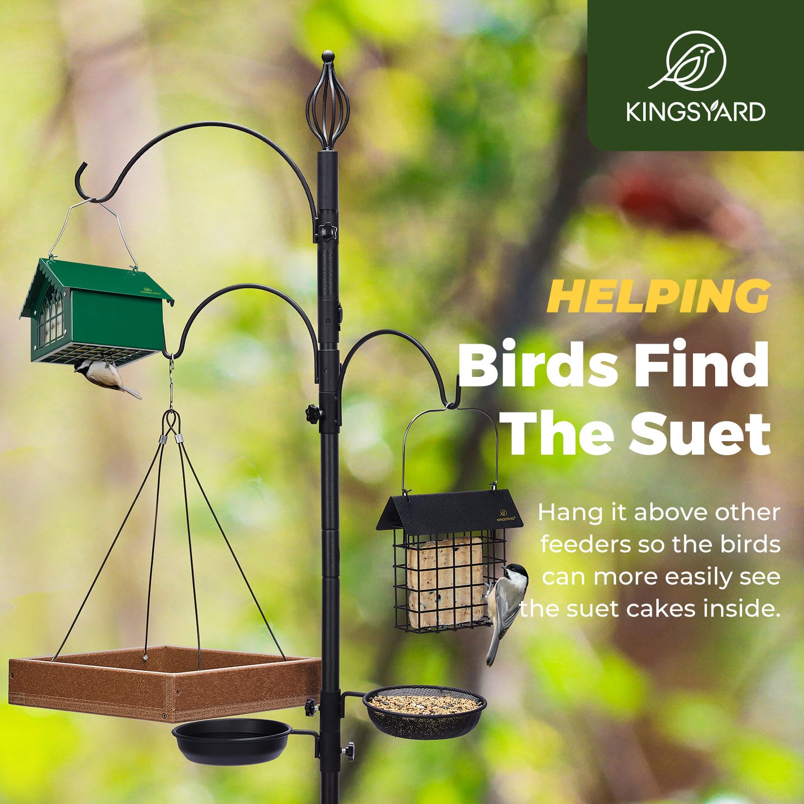 Kingsyard Comedero doble de sebo para pájaros con techo resistente a la intemperie, todo de metal, comederos de sebo boca abajo para colgar al aire libre, ideal para pájaros carpinteros, gallinero,