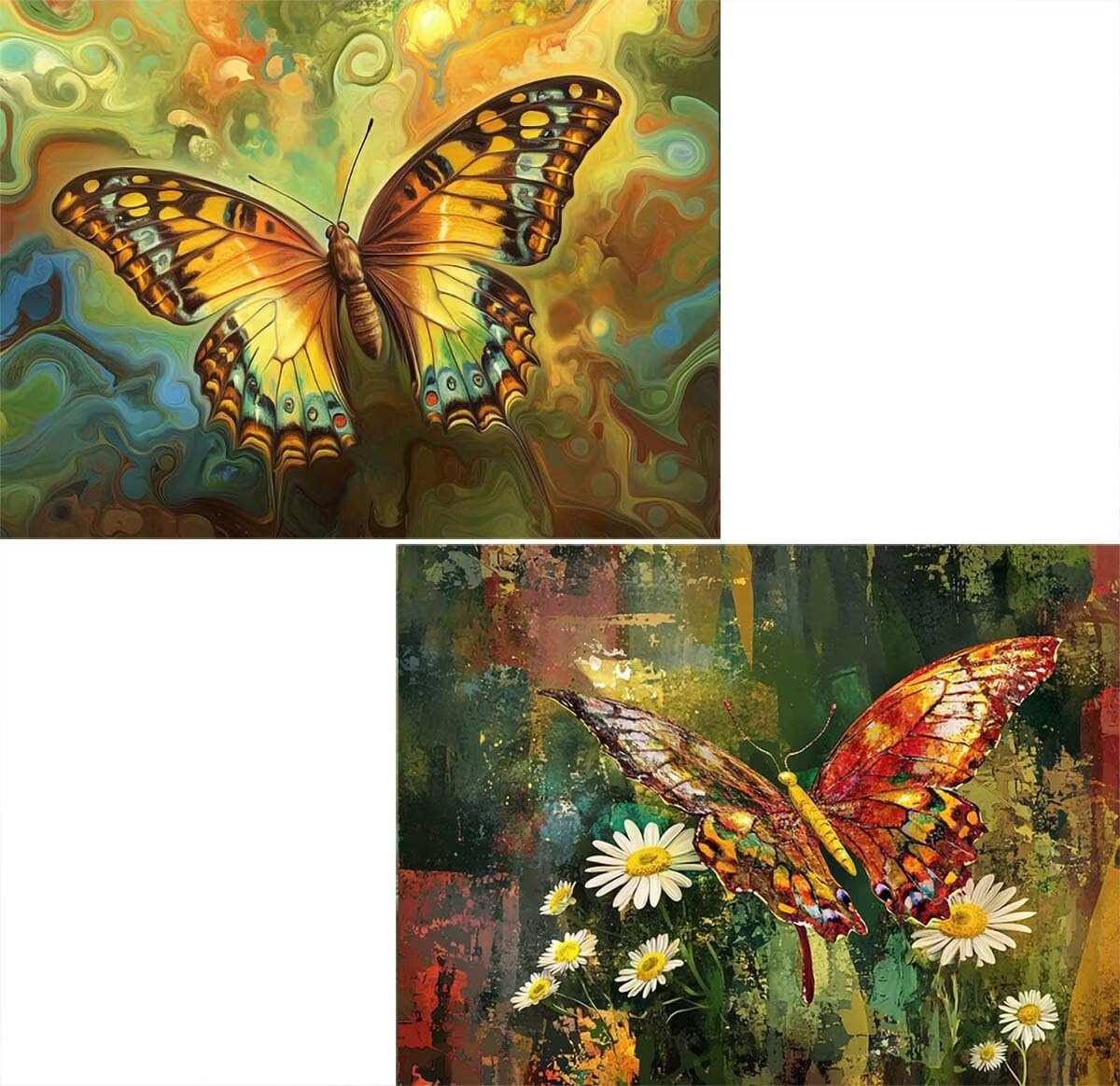 (2 Pack) Zestaw do malowania diamentowego motyla dla dorosłych 110x80cm L