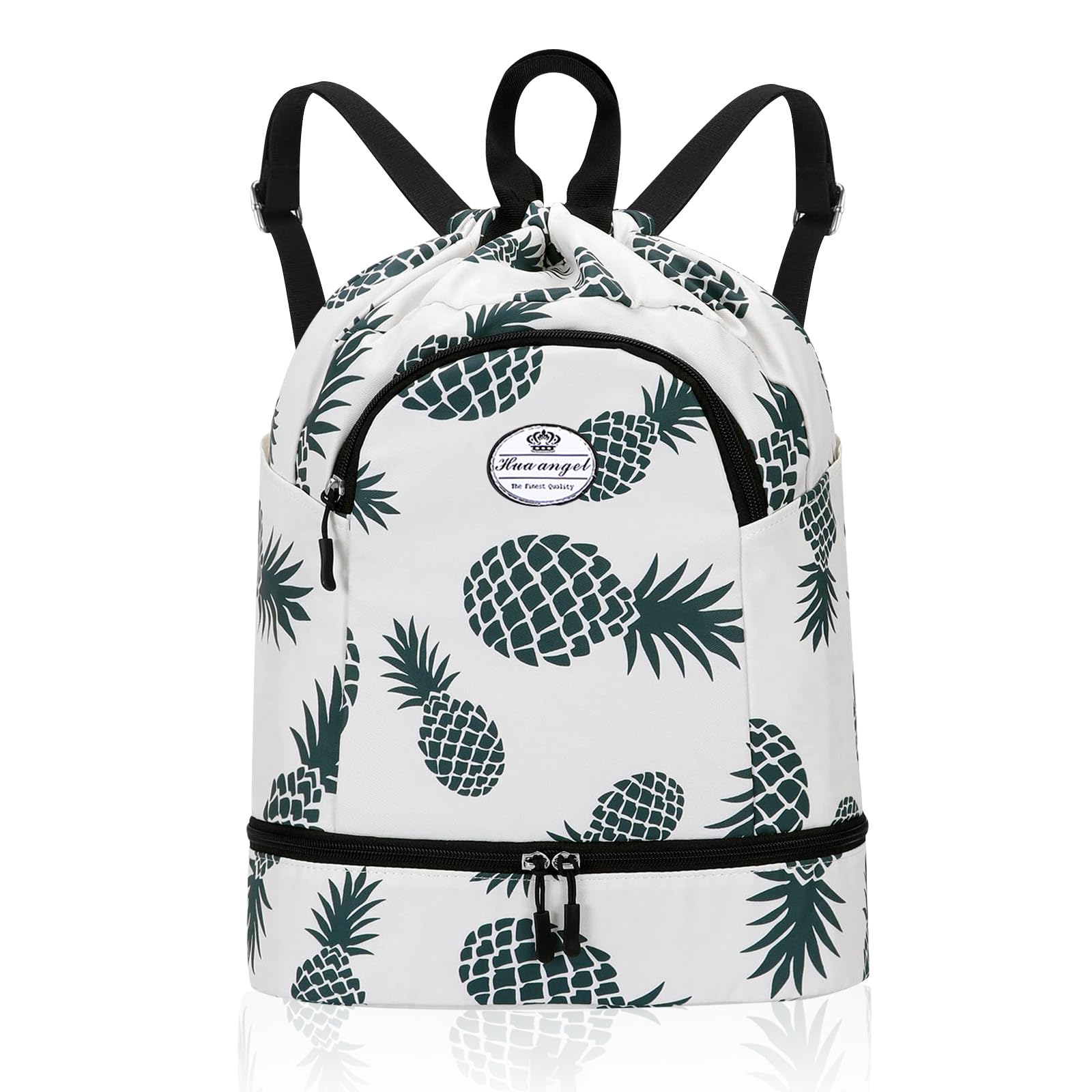 HUA ANGEL Unisex Drawstring Backpack Sports Gym Bag Drawstring Bag Weekend Daypack With Shoe Compartment for Women Men Basketball Football Outdoor Fitness Yoga Swimming Beach