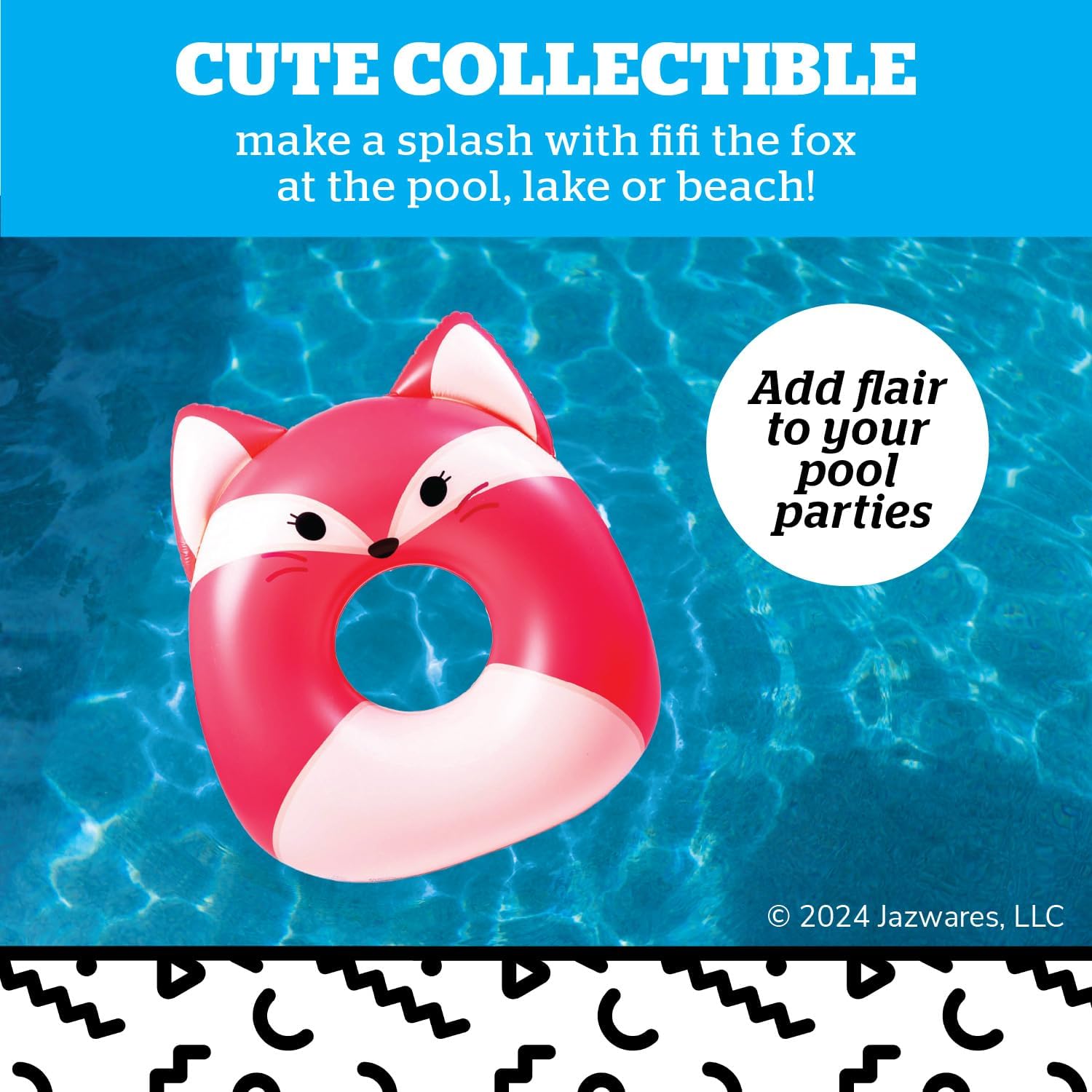 BigMouth x Squishmallows Original Inflatable Pool Float, Swimming Tube for Adults and Kids, Pool Party Supplies & Water Toys - Fifi The Fox