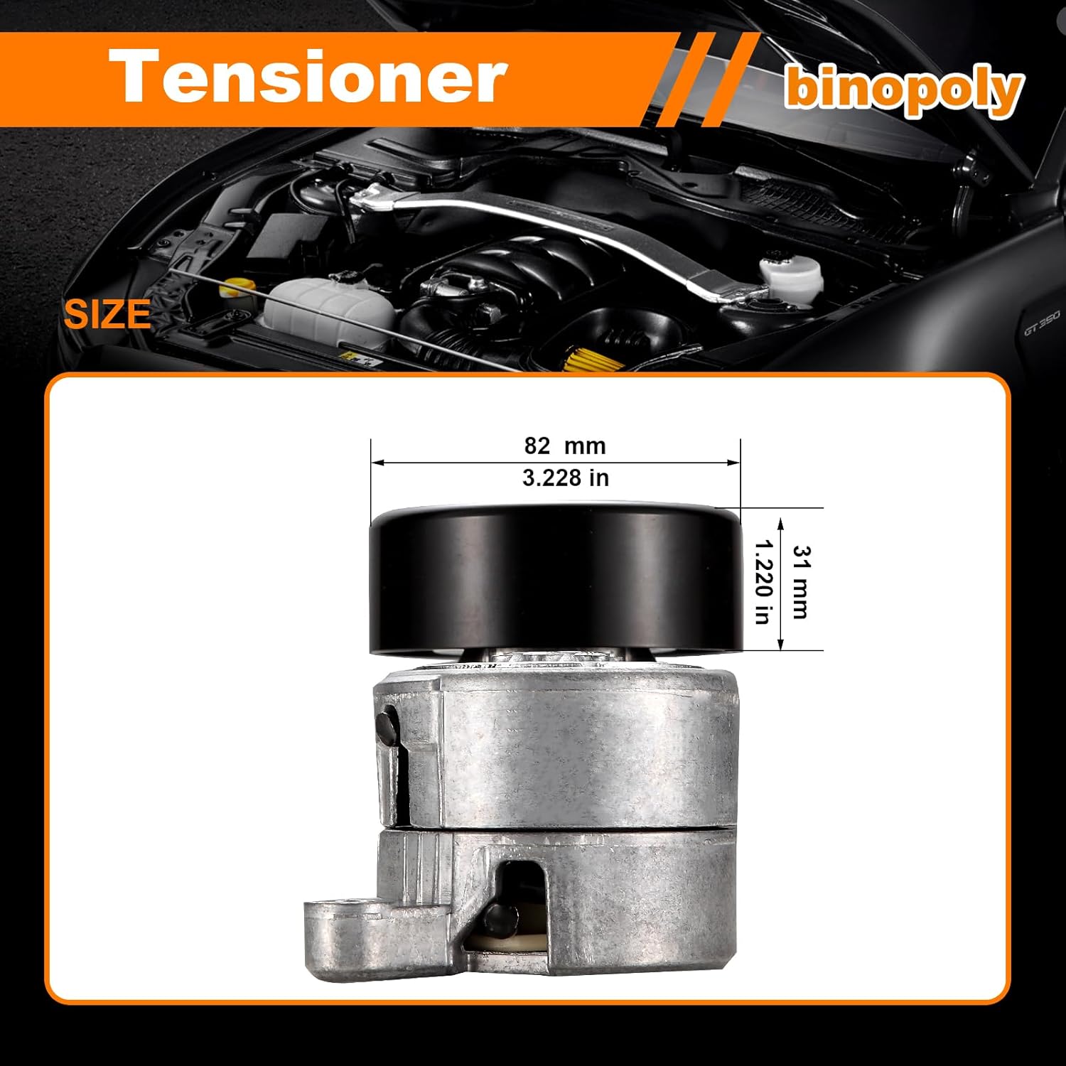 binopoly 38266 Drive Belt Tensioner Assembly With Pulley for Acura SLX 1998-1999 Honda Passport 1998-2002 Isuzu Amigo 1998-2000 Axiom 2002-2004 Rodeo 1998-2004 Trooper 1998-2002 Vehicross 1999-2001