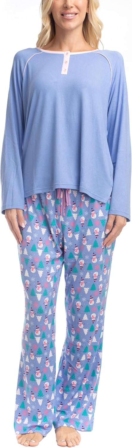 Goodnight Kiss Women's Pajama Set, Ultra Soft Loungewear, Long Sleeve Shirt and Pants - Cherry & Merry - Pijamas de Mujer